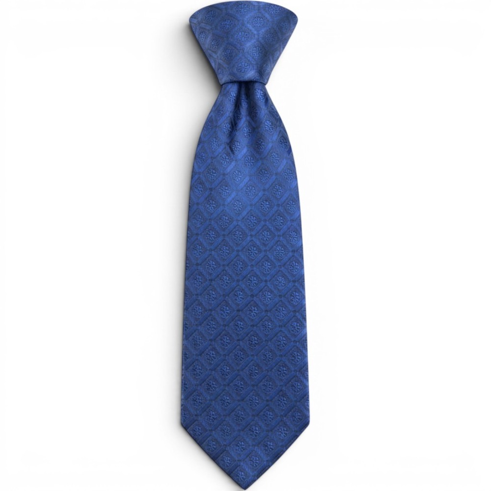 Ricci Como Firenze Silk Tie Mens Blue Geometric Floral Jacquard Italy Designer